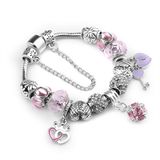 Colorful Crystal European Beads Bracelet with Red Murano Glass Beads