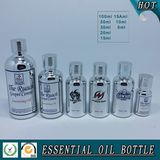 Silver Electroplating Glass Essential Oil Bottle with Silver Cap and Reducer Plug