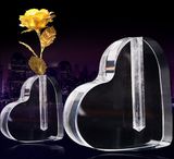 Heart-Shaped Crystal Acrylic Flower Holder Base