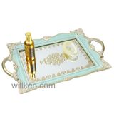 Cyan Resin Cosmetics Decorative Mirror Tray