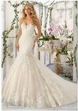 2016 Strapless Lace Crystal Bridal Wedding Dresses (2804)