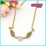 Custom Made Wholesale Fashion Alloy Wing Pendant Gold Necklace