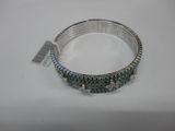 Silver Round Bangle with Pave Setting and Decorative Flowers