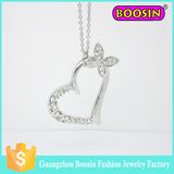 Fashion Silver Butterfly Necklace Pendant Crystal Heart Charm