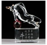Clear Bull K9 Crystal Animal Model Craft