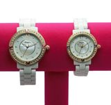2017 Watch Round Rose Gold and Red Crystal New Ceramic Watch
