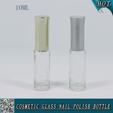 10ml Round Clear Glass Nail Polish Bottle with Gold and Silver Brush Cap