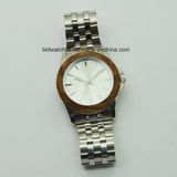 Fashion Men's Alloy Bracelet Watch with Wood Bezel