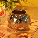 Silver Electroplated Hammered Ceramic Candle Container