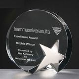 Round Crystal with Metal Star Paperweight