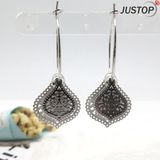 Fashion Circle Hoop Pendant Leaf Shape Jewelry Earrings for Lady