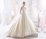 Champagne Lace Beading Ball Bridal Dress
