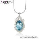 44565 Xuping fashion Jewellery 10 to 15 Gram Gold Saphire Necklace Designs Crystals From Swarovski