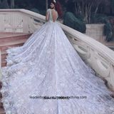 Long Sleeves Bridal Ball Gowns Crystals Wedding Dress 2017 M2889