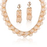 Luxury Dubai Gold Plating Rhinestone Costume Fashion Jewelry Set