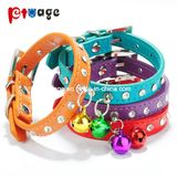 Pet Product PU Crystal Collars with Bells Cat Collars