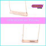 Factory Price Wholesale Alloy Engrave Letter Pendant Bar Necklace
