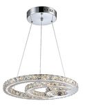 Modern 30W LED Chrome and Crystal Pendant Lamp (LED-15114)