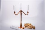 Golden Color Glass Candle Holder for Wedding Decoration with Three Poster