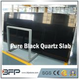 Wholesale Pure Black Artificial Quartz Slab for Indoor Decoration