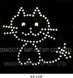 Wholesale Fashion Design Repair Kitten Diamond Rhinestone Iron on Transfer
