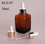 50ml, Squared Amber Aluminum Dropper Glass Bottle (klc3)