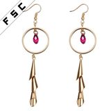 Fancy Crystal Large Funnel Long Hoop Dangle Hanging Tassel Earrings