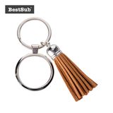 Sublimation Round Keychain W/ Short Fashion Trimming Tassels (Brown)