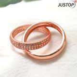 Accessory Jewelry 18K Rose Gold Holly Crystal Cross Double Ring