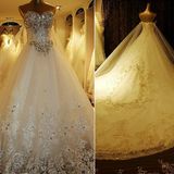 Lace Bridal Ball Gown Luxury Crystal New Wedding Dress 2017 H13361