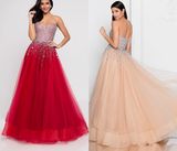 Beads Prom Gowns Crystal Red Champagne Party Cocktail Evening Dresses P16923
