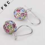 White Gold Plated Multicolor Rhinestone Platinum Earrings for Girls