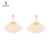 Hot-Sale Art Retro Alloy Fan Shaped Tassel Earrings for Women