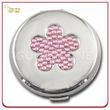 Shiny Flower Crystal Stone Printed Metal Makeup Mirror