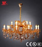 New Crystal Chandelier with Amber Glass Decoration