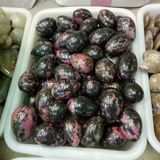 Semi Precious Stone Natural Crystal Rhodonite Big Egg Sphere Carving Ornament Gift
