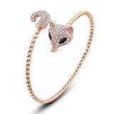 Women Bracelet Adjustable Size Fox Design Gold Crystal Bangle
