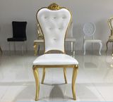 Luxury Stainless Steel Golden Aluminum Royal Crown Crystal Buckle Dining Chair for Weddings