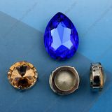 Setting Crystal Fancy Stone for Sew on Crystal Stone with Metal Claw Setting Fancy Stone