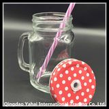 450ml Clear Glass Mason Jar Witn Colored Metal Lid