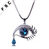 Wholesale Crystal Teardrop Evil Eye Long Sweater Necklace