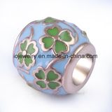High Quality Silver Bead Enamel Flower Bead