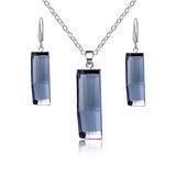 New Design Retangle Shaped White Gold Plated Stone Jewelry Set