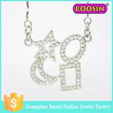 Handmade Turkish Jewelry Crystal Crescent Moon Charm Pendant Necklace