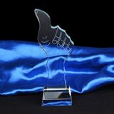 Crystal Trophy Award Thumb with Clear Base