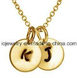 Hand Stamped Double Charm Gold Plated Initial Necklace