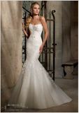 2015 Mermaid Crystal Beaded Lace Bridal Wedding Dress 2707