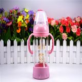 240ml Crystal Diamond Baby Glass Bottle with Bottom Set