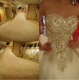 Rhinestones Wedding Dresses A-Line Strapless Crystals Bridal Ball Gown W14415