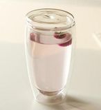 450ml Glass Double Wall Tea Cup with Lid
